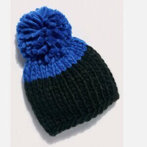 Free People 'Cozy Up' Color Block Pom Beanie, Black/Blue